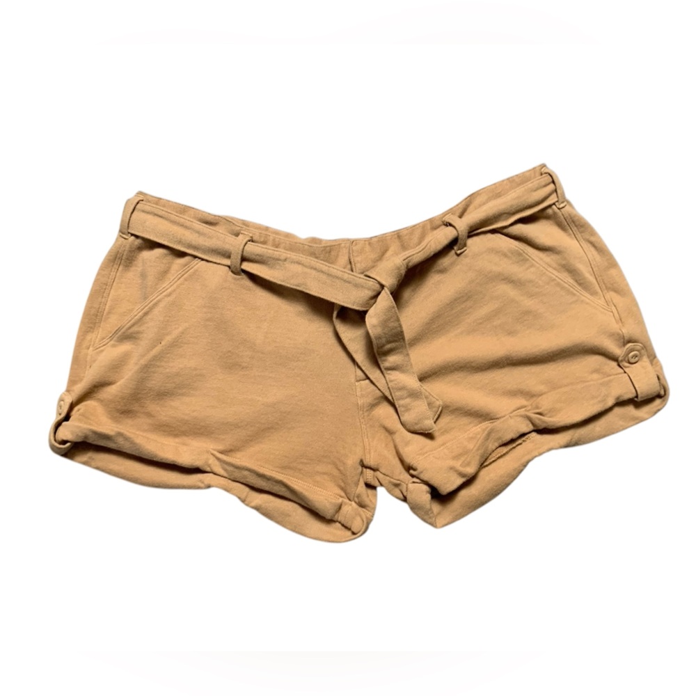 Le Tigre Tan Cotton Cuffed Belted Shorts Womens XL French Terry Summer Neutral